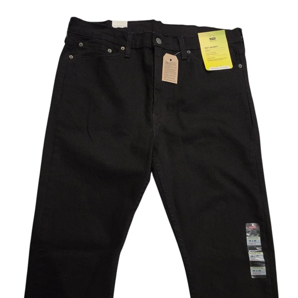 Levis Mens 510 Skinny Jeans Black Flex Stretch Performance 36x36